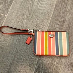 Coach Coral Multi-Stripe Wristlet